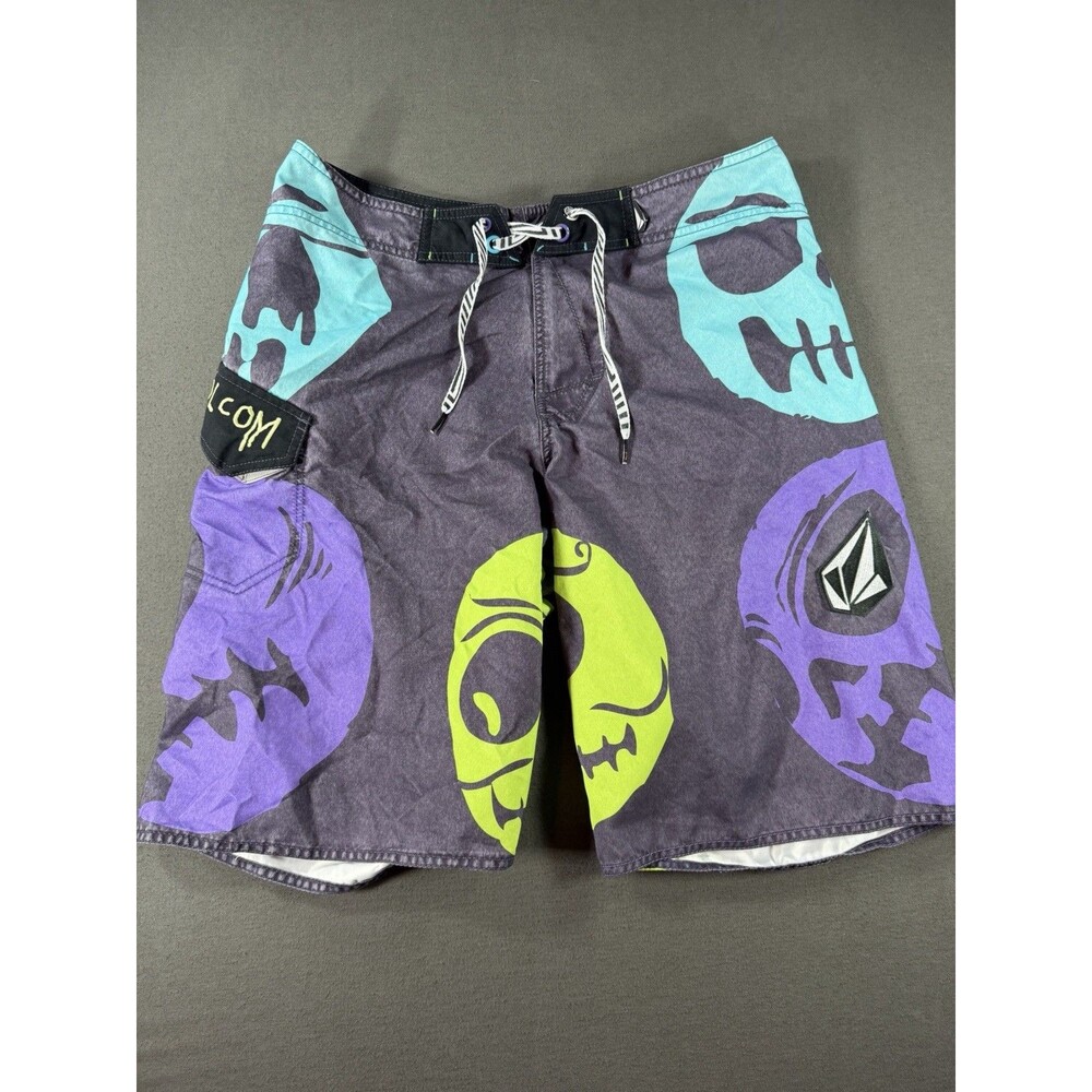 Vintage Volcom Ozzie Smiles Boardshorts Mens Sz 33 Swim Surf Halloween